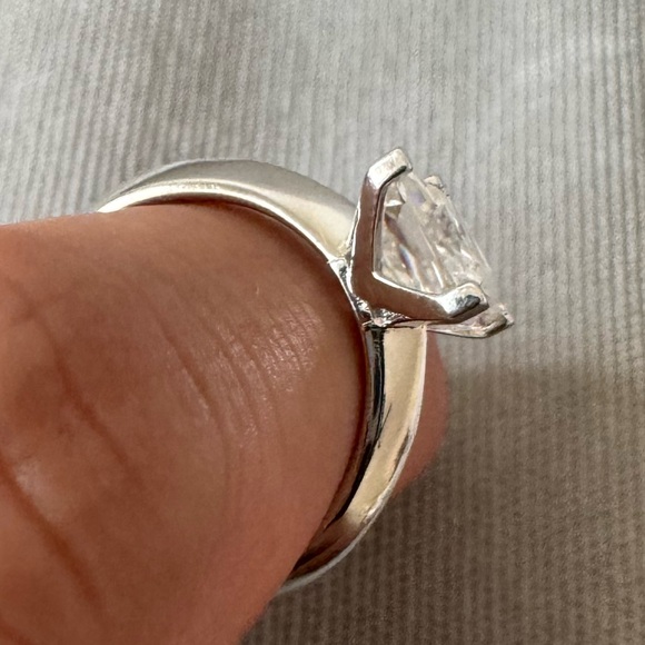 2ct Princess Cut Moissanite White Gold Plated Over Sterling Silver Ring - Picture 3 of 8